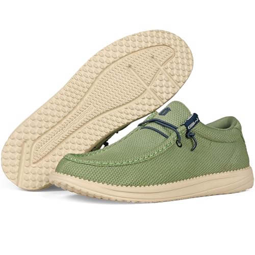 Image of Mens Casual Shoes - Men's Loafers & Slip-Ons Camp Shoes with No-Tie Laces -Arch Support Boat Shoes for Everyday Wear