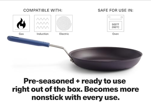 Image of Misen 8 Inch Pre-Seasoned Carbon Steel Fry Pan - Lightweight, Even Heating, Heat Retention - Oven Safe to 500F - Ideal for Searing, Sauteing, and Frying - Versatile Durable, Easy to Clean