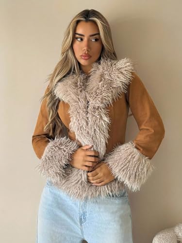 Women's Winter Coat Faux Fur & Suede Jacket, Retro Sexy, Autumn/Winter4