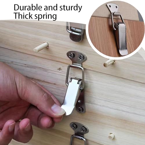 2 Stück Spannverschluss Edelstahl,Metall Schnappverschluss,Kistenverschluss,Klein Verriegelungn,Tischplattenverbinder,Verschluss,Federverschluss,Klappverschluss,für Türen,Camping,Schränke,Fenster