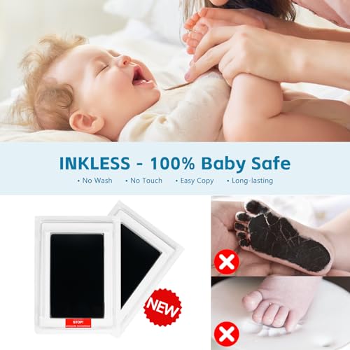 image for Lubber Baby Handprint Footprint Ink Pad Kit With Magnetic Acrylic Phot