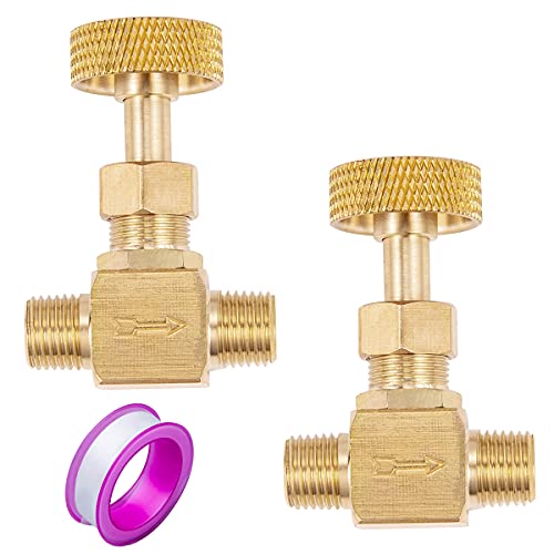 Breezliy 2 Piece Heavy Duty Brass Instrument Replacement Control Needle Valve 1/4