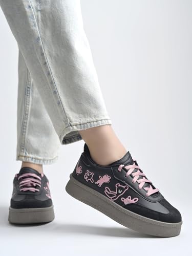 Image of Shoetopia Women's Casual Sneakers | Lace-Up Low-Top Shoes with Cushioned Sole | Trendy Daily Footwear Walking Shoes
