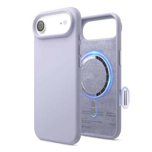Image of elago for iPhone Air Case, Premium Magnetic Silicone Case, Compatible with MagSafe, Liquid Silicone Material, Protective Cover, Shockproof, Slim Phone, 6.5 inch (Purple)