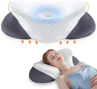 Kingfun Cervical Pillow for Neck Pain, Neck Support Pillows for Pain Relief Sleeping with Washable Cover, Ergonomic Memory Foam Contour Pillows for Side Back Stomach Sleepers (Dark Grey)