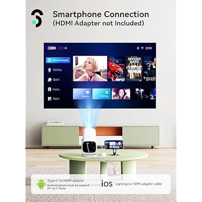 SOOMFON Mini Projector 1080P Support - Portable Small Video Movie Projector Bluetooth 5.1 Auto Keystone Electric Focus for Bedroom/Wall/Home/Outdoor/iPhone/Android/TV Stick