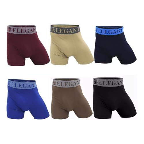 Men's Long Boxer Soft Fabric Comfortable Microfiber 12 Pieces, Red, Black, Brown, Blue, Navy Blue, Beige, Talla única