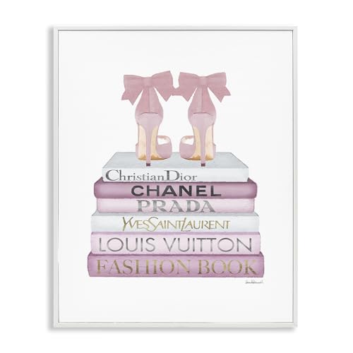 Image of Stupell Industries 'Pastel Pink Heels & Books', Framed Giclee Art, White, 24 x 30 Inches, Easy to Hang and Sturdy, Made in USA, by Amanda Greenwood
