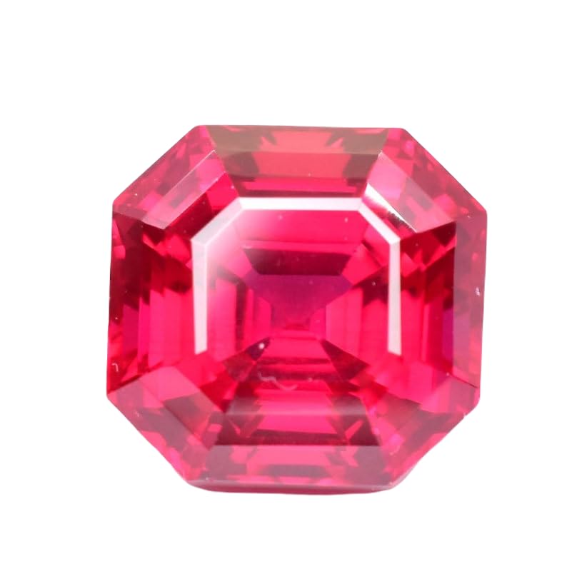 Rubis naturel Asscher 13 mm, gemme d'exception pour bague et pendentif de prestige