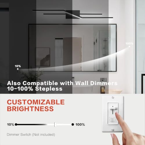 Image of SOLFART Bathroom Lighting Fixtures Over Mirror 40 Inch Dimmable Matte Black Vanity Lights Modern Bathroom Light