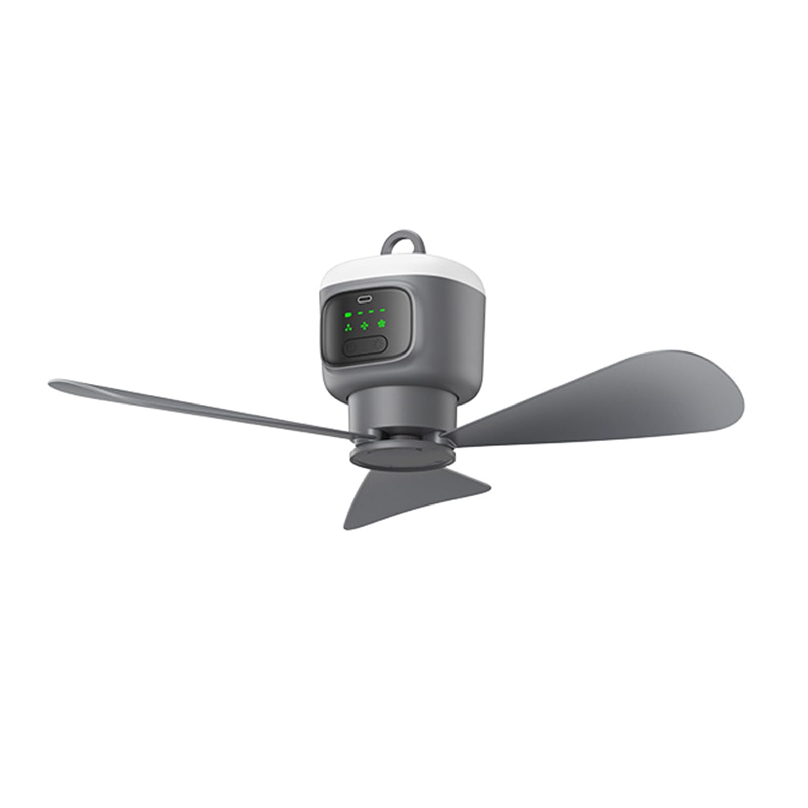 Ventilateur de plafond suspendu rechargeable à 3 vitesses avec lumière pour tente de camping