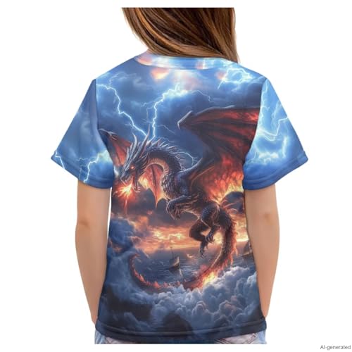Image of WELLFLYHOM Kids Tshirts Girls Boys Short Sleeve Crewneck Tees Shirts Casual Sport Pullover Tops Size 3-16 Years