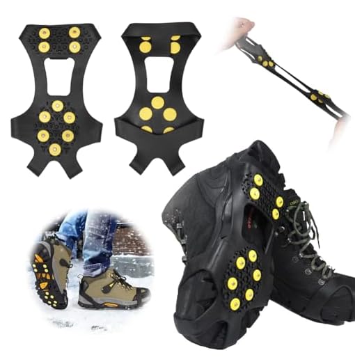 Crampons Chaussures Antidérapant avec 10 Clous à Neige Grips, Les Randonnées, Protection Antiglisse, la Glace Chasse et la Marche en Hiver - Unisexe (M)
