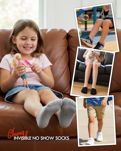 Image of CHUNG Toddler Little Boys Girls No Show Liner Cotton Socks Thin Multi Solid Color White Summer 10 Pack 2T-12Years