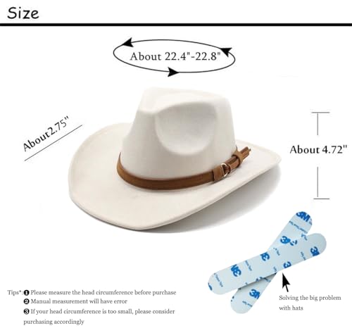 Image of Unisex Western Suede Cowboy Cowgirl Hat Classic Wide Brim Fedora Hat for Men &Women
