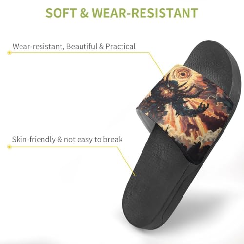Cosmic Evil God Men's Bathroom Slippers Shower Indoor Home Beach Outdoor Shoes for Women3