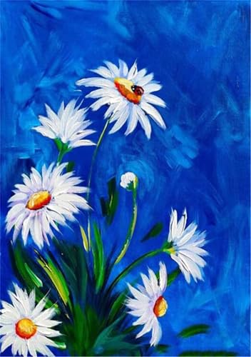 Peinture Diamant Marguerite Bleue 5D - Anti-Stress Loisir Créatif