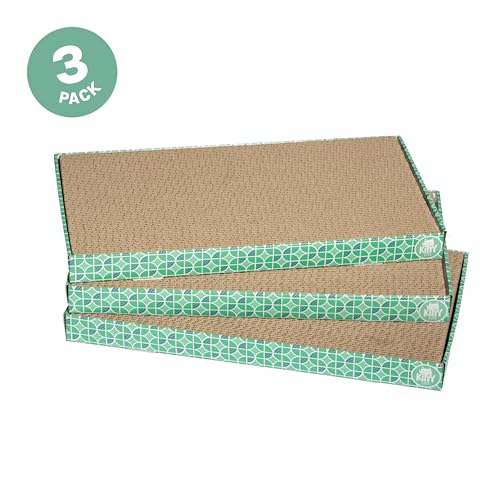 Kitty City XL Wide Corrugate Cat Scratchers 3 Pieces, Cat Scratching, Cat Scratch Pad, Door Clips, Furniture Protectors from Cat Scratching