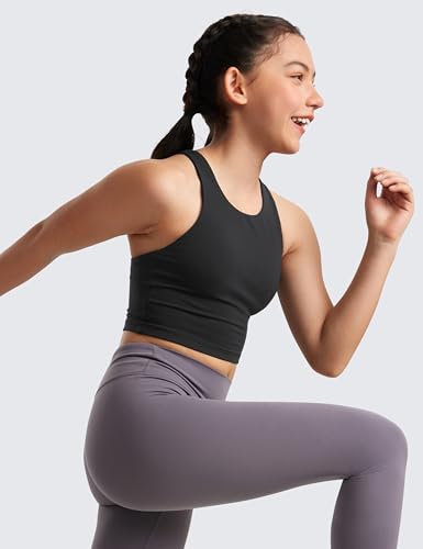 CRZ YOGA Girls Butterluxe Double Lined Tank Tops High Neck Racerback Cropped Basic Sleeveless Dance Yoga4