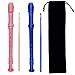 Kasteco 2 Pack German Style 8 Hole-3 Piece Descant Soprano Recorders with Cleaning Rod, Black Storage Bag, ABS Material, 2 Colors, Blue and Pink