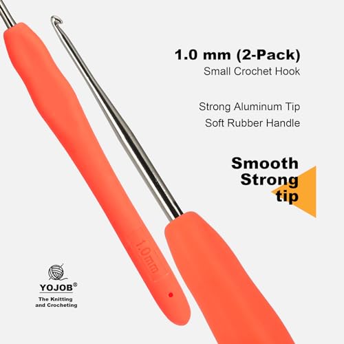 Image of 2Pcs 1.0mm Small Crochet Hooks, Ergonomic Small Lace Crochet Hook for Beginners, Crochet Needles for Crocheting, Smooth and Comfortable for Arthritis (1.0mm)