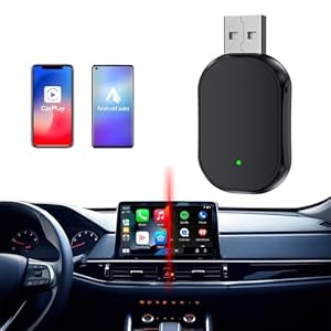 Carplay Draadloze Adapter, 2in1 CarPlay Android Auto Draadloze Adapter voor iPhone, Draadloze Adapter voor Carplay & Draadloze Android Auto Adapter Typ-C/USB Plug and Play, 5GHz WiFi