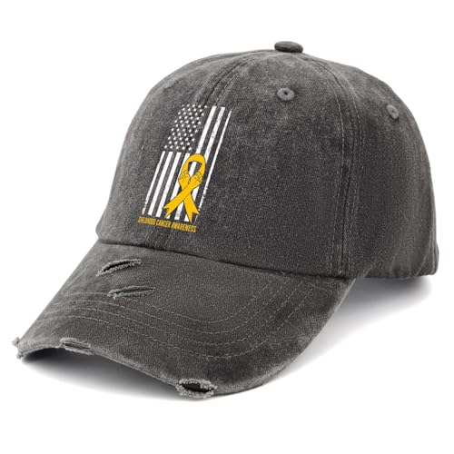 Childhoods Cancer US Flag Gold Ribbons Wear Doing Hat for Girlfriends Low2