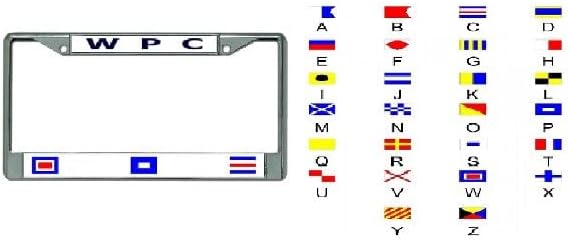 Nautical Flags Chrome License Plate Frame
