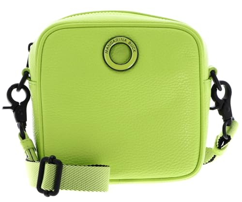 Bolso bandolera de cuero Mandarina Duck Mellow Neon, la bandolera tipo cámara en color Acid Lime