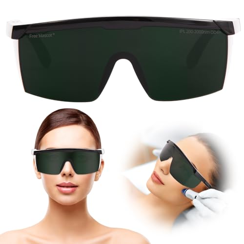 FreeMascot IPL 190nm-2000nm Laser Safety Glasses for Cosmetology Operator Eye Protection, Hair Removal Treatment, Tanning, Red Light Therapy - Grey Lens, 5x5.9 in