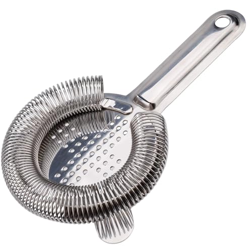 Barsieb Cocktail Edelstahl Cocktailsieb Hawthorne Strainer Cocktailshaker Colander Strainer Bar Trainer, Hochwertiges Barzubehör, Silber