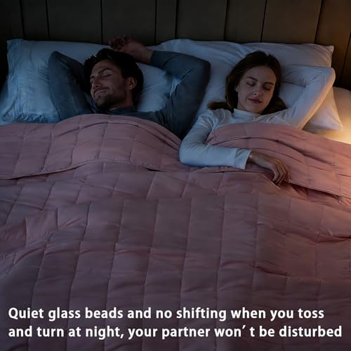 Image of Pink Weighted Blanket for Adults 20lbs, 80 inchx87 inch, King Size Cooling Heavy Throw Blanket for 180-220lbs, Microfiber Soft Thick Big Blankets Weighted Comforter Gift for Sleeping