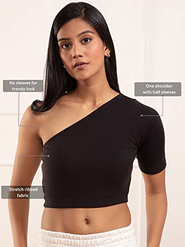 Image of NYKD Stylish Off Shoulder Crop Top for Women Super Comfortable Ribbed Fabric, Half Sleeve - NYOE09