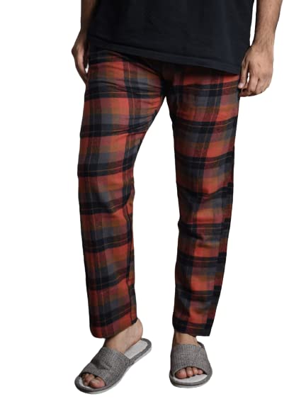 Bombay TrooperSoft Flannel Checkered Cotton Pajama Pants - Teal & Orange