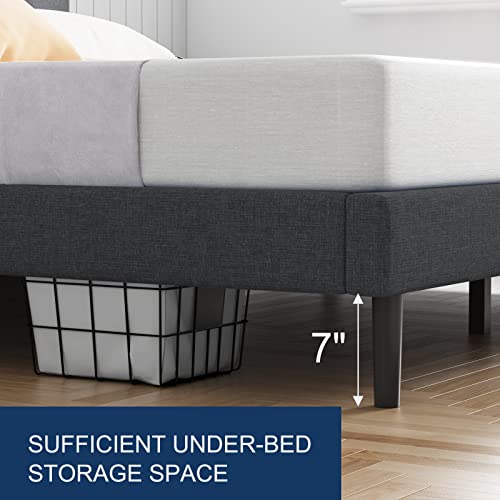 Molblly Full Bed Frame Upholstered Platform With Headboard And Strong Wooden Slats, Strong Weight Capacity, Non-Slip And Noise-Free,No Box Spring Needed, Easy Assembly,Dark Grey Full Bed #TOP5