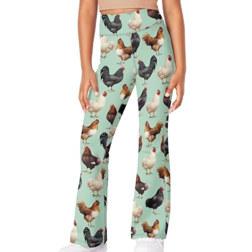 SEANATIVE Kids Flare Leggings High Waist Wide Leg Casual Pants Lightweight Comfy Yoga Sweatpants Size 5-14 Years