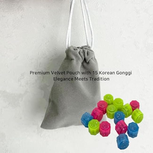 Gonggi Konggi Set - Korean Jack Stone Game with 15 Pieces & Premium Pouch, Ideal for Traditional Play & Educational Fun | Hand Skill Exercise, Precision Training, Gonggi Stones