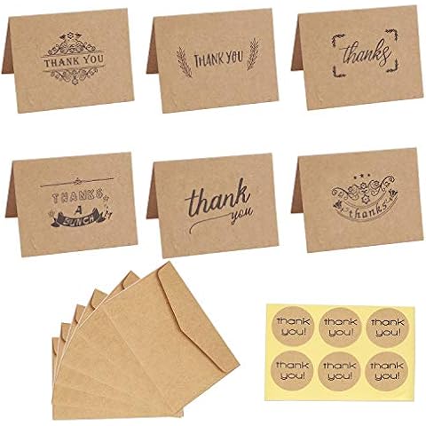 36 Tarjetas de Felicitación Marrón Kraft con Sobre y Pegatina Cover