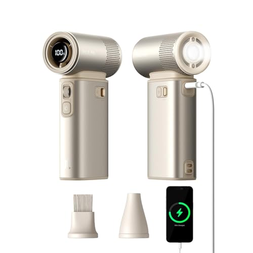 Image of JISULIFE Portable Handheld Fan Ultra2, 9000mAh Max 25 Hrs, 5 in 1, 100 Speed Turbo Fan Rechargeable, Metal Shell Multi-Function Travel Essentials Gifts for Men-Brown