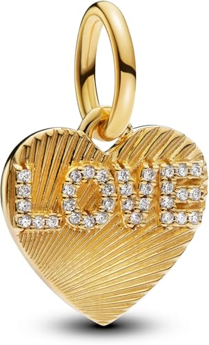 Colgante Pandora con baño de oro de 14k y circonitas brillantes