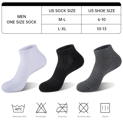 Mens 100% Cotton Cushioned Ankel Socks, Athletic Performance Running Moisture Wicking Breathable socks2