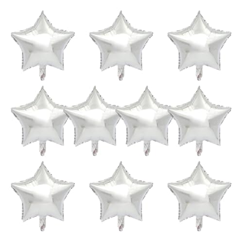 Image of MEETINGU Silver 18 Inch Foil Mylar Star Balloons 10PCS Party Decorations