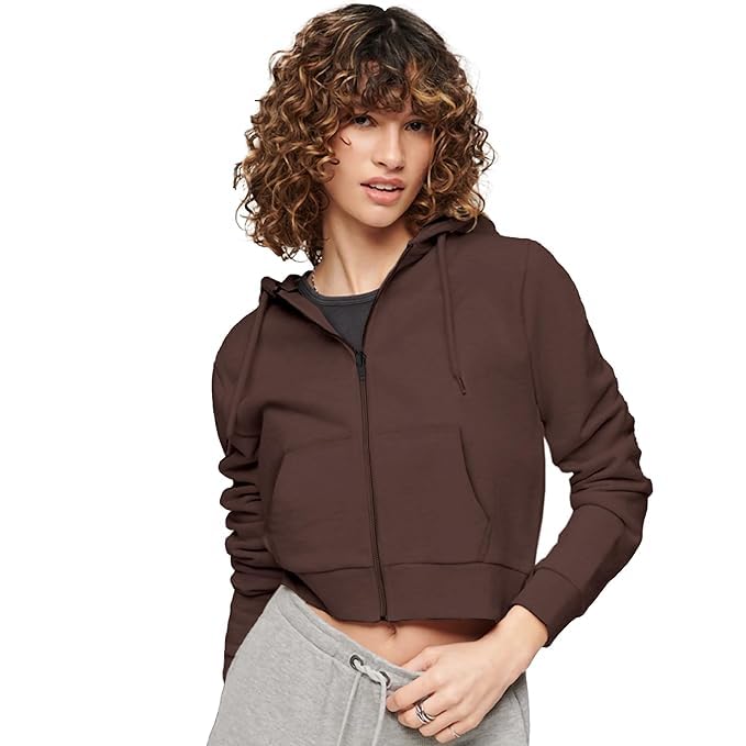 Image of FUNKY MONKEY Soft Fleece Crop Zipper Hoodie for Girls and Womens Sweatshirt