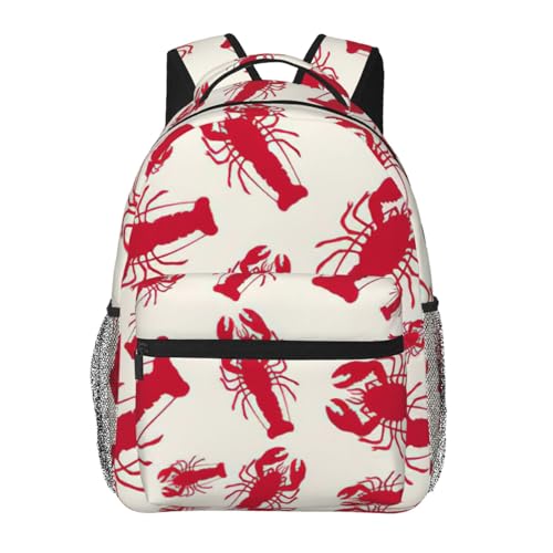 Sac à dos léger à imprimé homard rouge pour vos sorties quotidiennes