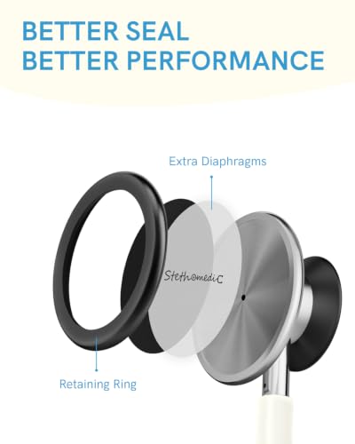 Image of FriCARE Dual Head Stethoscope - Stethoscopes for Nurses, Medical Nursing Students, Paramedics /EMT /LVN /VNA Backup - FSA /HSA Eligible Estetoscopio, White Tube, Stainless Steel Chestpiece