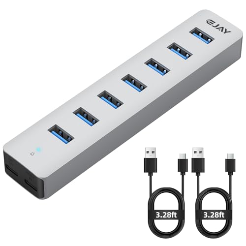 Hub USB 3.0 aluminium avec câble 1m et port alimentation