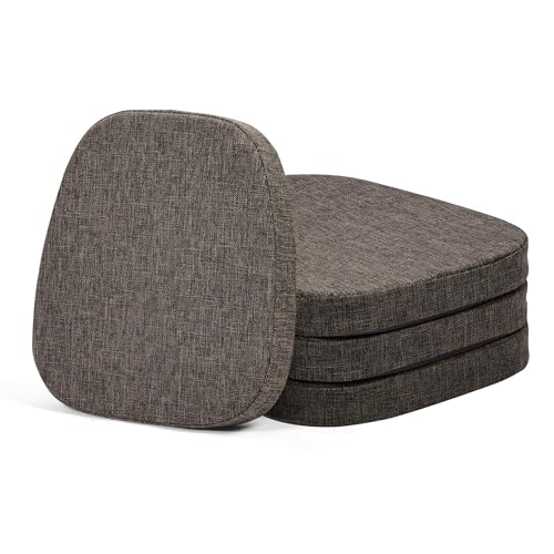 Image of baibu 14x14 Memory Foam Metal Chair Cushions Set of 4, Dual-Layer Design Non-Slip Metal Dining Chair Pads Kitchen Seat Cushion with Machine Washable Cover, 4 Counts, Brown