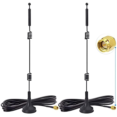 Bingfu Antena WiFi Doble Band 2.4GHz 5GHz 5.8GHz 9dBi Base Magnética Antena SMA (2 Paquete) para Cámara de Seguridad Inalámbrica Grabador de Vigilancia Cámara de Visión Trasera de Remolque de Camión
