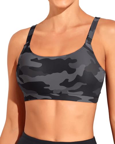 Image of Tempt Me Women Sports Bra Swim Crop Tops Only | Scoop neck, Bathing suits top, Removable cups, Adjustable straps