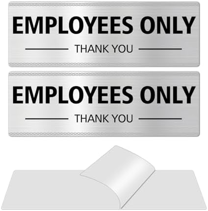 Employees Only Sign – 2 Pack Office Door Signs for Business Store Wall – Aluminum Metal with Strong Self Adhesive (Brushed Aluminum/Black, 9″ x 3″) Employees Only Sign – 2 Pack Office Door Signs for Business Store Wall – Aluminum Metal with Strong Self Adhesive (Brushed Aluminum/Black, 9″ x 3″)